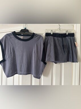 FP Movement by Free People Cropped Athletic Top in Dusty Lavender and Navy